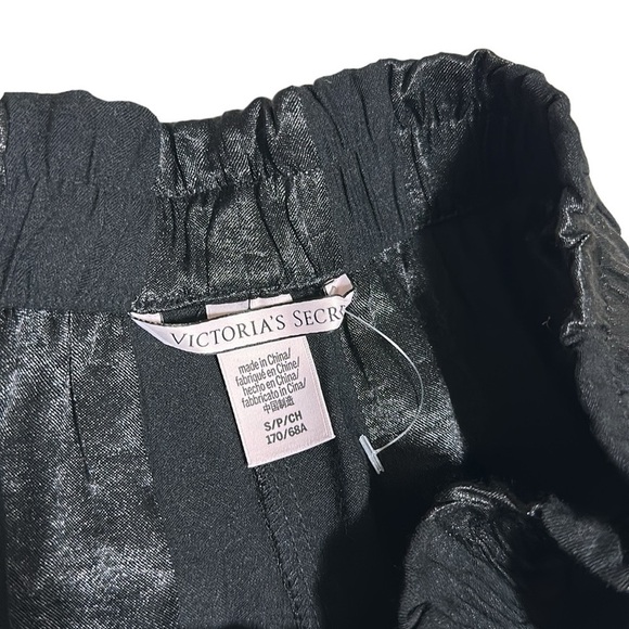 Victoria's Secret Satin Silky Wide Leg Flattering Lounge Black Pants Size Small - Picture 10 of 16
